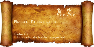 Mohai Krisztina névjegykártya